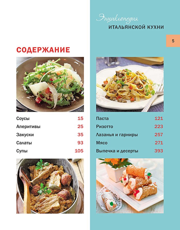 Итальянская кухня список